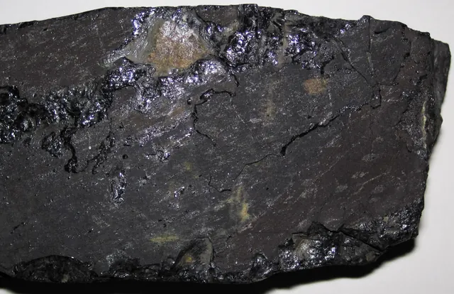 Photo: James St. John, CC BY 2.0 Bituminous coal, Upper Freeport Coal, Linton, Ohio (not a Michigan specimen)