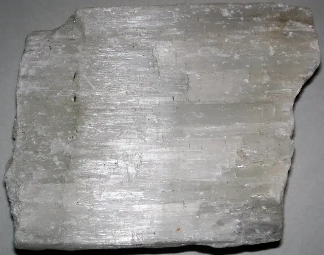 Satin spar gypsum, near Derby, England (not a Michigan specimen)