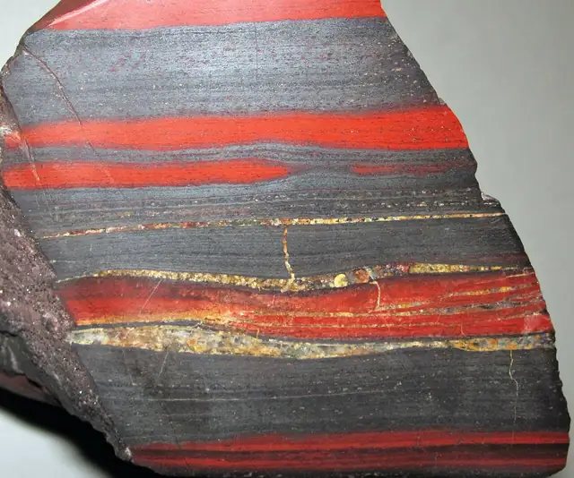 Cut and polished jaspilite, Ironwood Iron-Formation, Wakefield, Gogebic Range