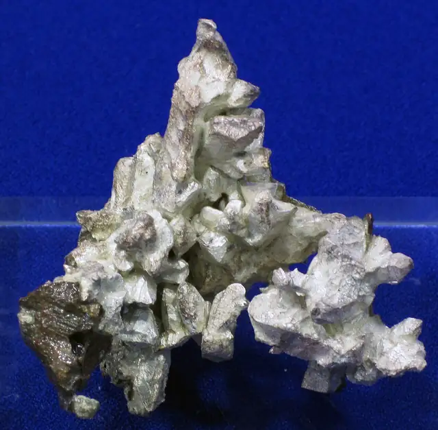 Native silver, Osceola Mine, Keweenaw Peninsula, museum display